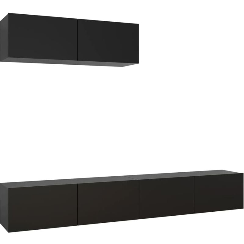 

Mueble de TV 3 piezas de aglomerado negro - Negro - Vidaxl
