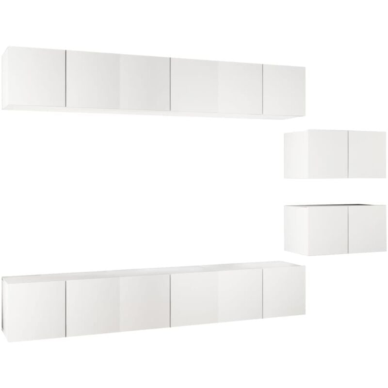 

Mueble de TV 8 piezas de aglomerado blanco