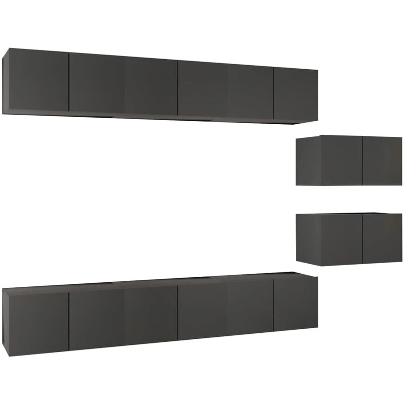 

Mueble de TV 8 piezas de aglomerado gris - Gris - Vidaxl