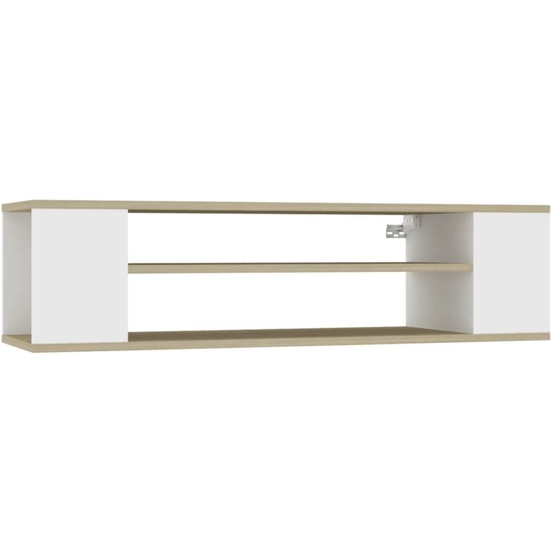 

Mueble de TV aglomerado blanco roble Sonoma 100x30x26,5 cm - Blanco - Vidaxl