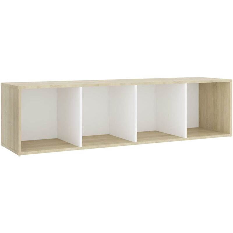 

vidaXL Mueble de TV aglomerado blanco y roble Sonoma 142,5x35x36,5 cm - Blanco