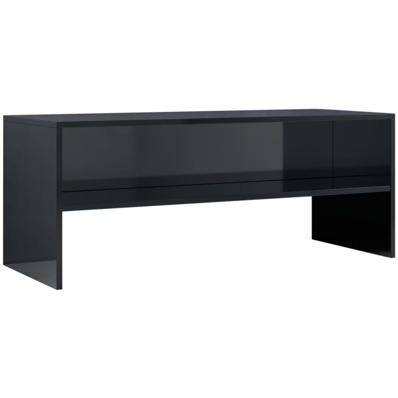 

vidaXL Mueble de TV Aglomerado Negro Brillante 100x40x40 cm - Negro