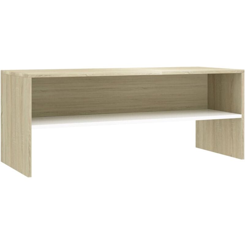 

Mueble de TV Aglomerado Blanco y Roble Sonoma 100x40x40 cm - Blanco - Vidaxl