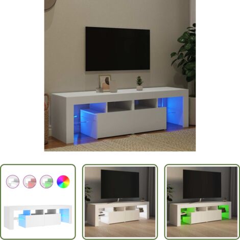 vidaXL Mueble de TV blanco -  Mueble de TV con luces LED blanco 140x36,6x40 cm