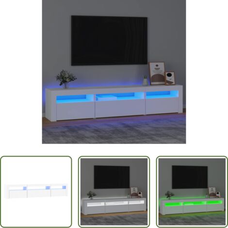 vidaXL Mueble de TV blanco -  Mueble de TV con luces LED blanco 195x35x40 cm