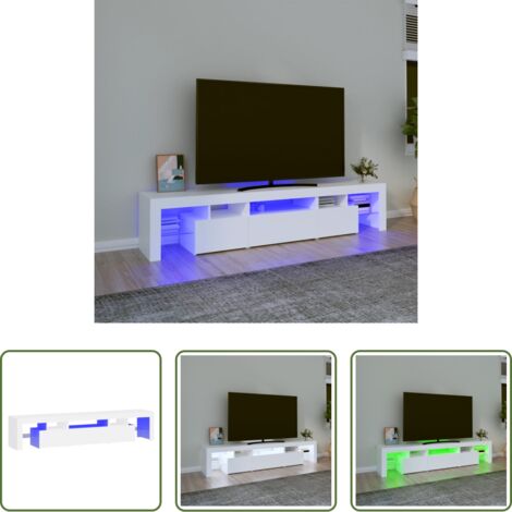 vidaXL Mueble de TV blanco -  Mueble de TV con luces LED blanco 200x36,5x40 cm