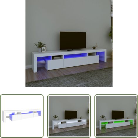 vidaXL Mueble de TV blanco -  Mueble de TV con luces LED blanco 215x36,5x40 cm