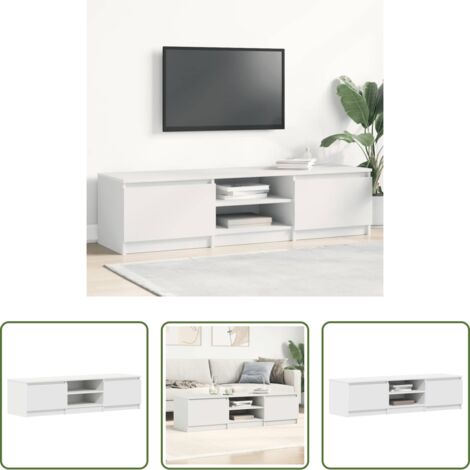vidaXL Mueble de TV blanco -  Mueble para TV madera contrachapada blanco 140x40x35,5 cm