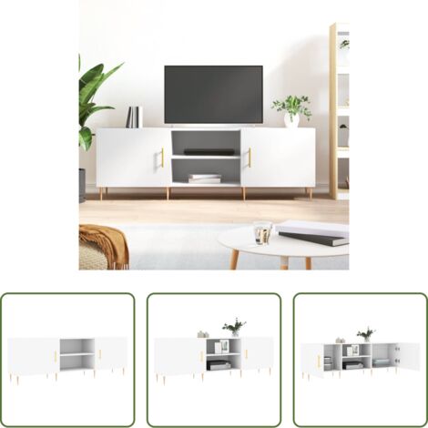 vidaXL Mueble de TV blanco -  Mueble para TV madera de ingeniería blanco 150x30x50 cm