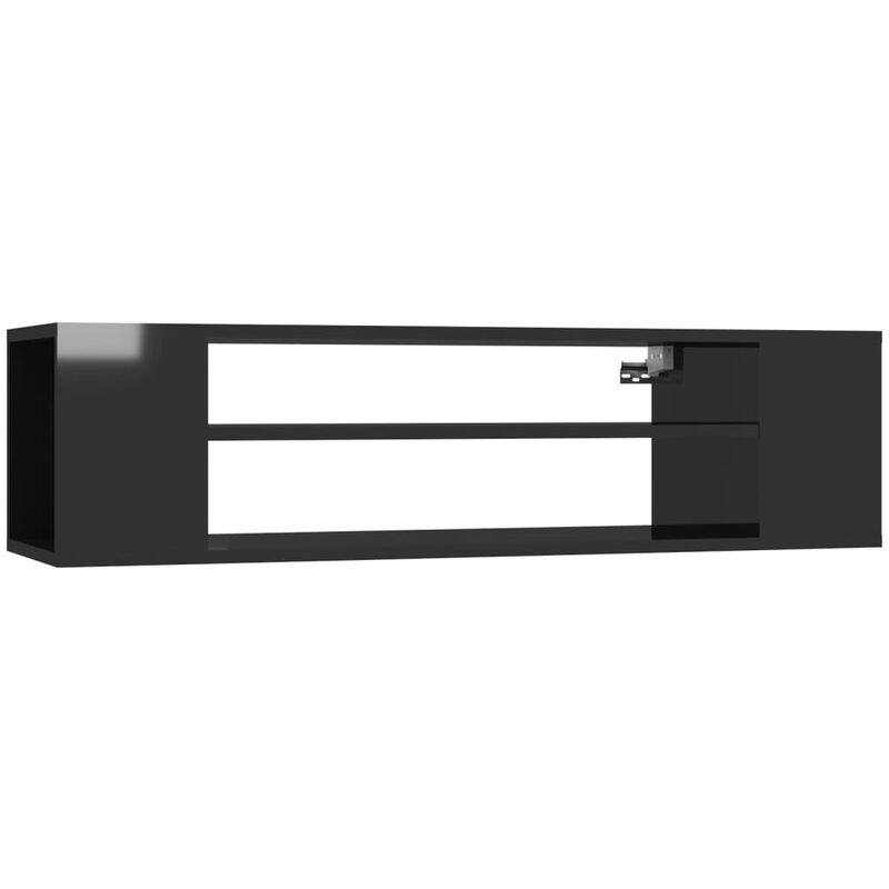 

Mueble de TV colgante aglomerado negro brillante 100x30x26,5 cm - Negro - Vidaxl