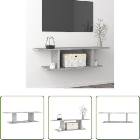 vidaXL Mueble de TV colgante -  Mueble de TV de pared gris hormigón 103x30x26,5 cm