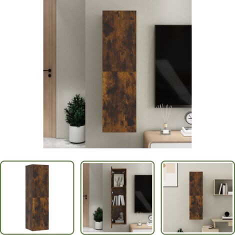 vidaXL Mueble de TV colgante -  Mueble para TV de pared color roble ahumado 30,5x30x110 cm