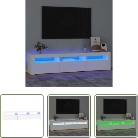 vidaXL Mueble de TV con luz RGB -  Mueble de TV con luces LED blanco 180x35x40 cm