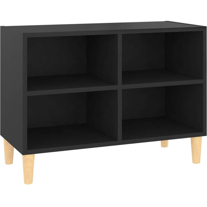 

Mueble de TV con patas de madera maciza negro 69,5x30x50 cm - Negro - Vidaxl
