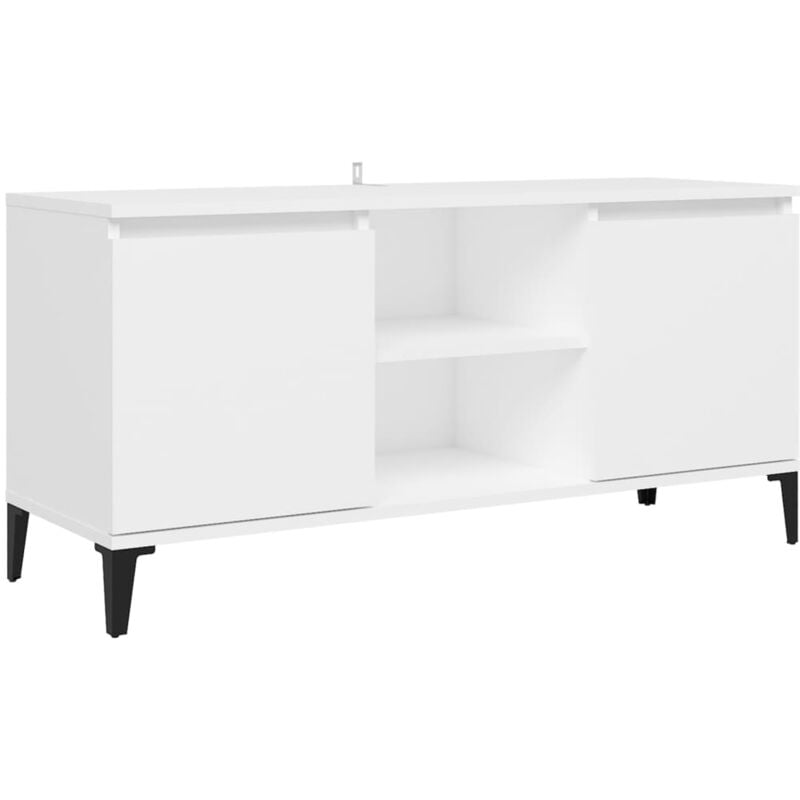 

Mueble de TV con patas de metal blanco 103,5x35x50 cm - Blanco - Vidaxl