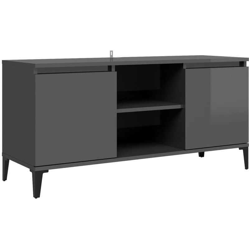 

vidaXL Mueble de TV con patas de metal gris brillante 103,5x35x50 cm - Gris