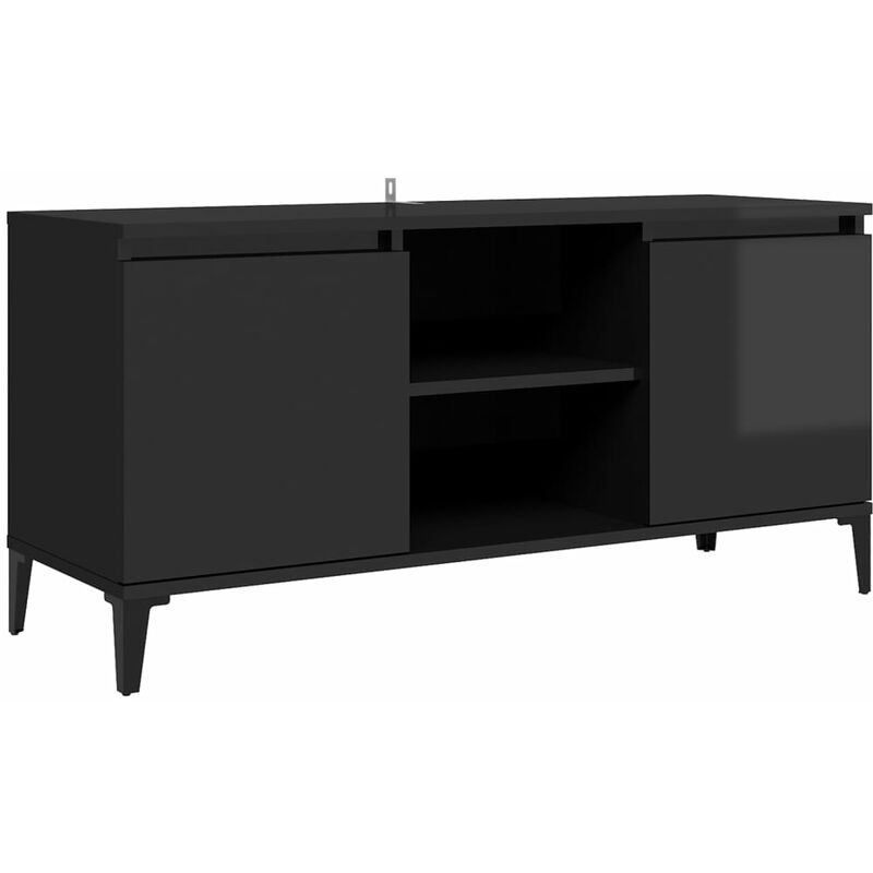

vidaXL Mueble de TV con patas de metal negro brillante 103,5x35x50 cm - Negro