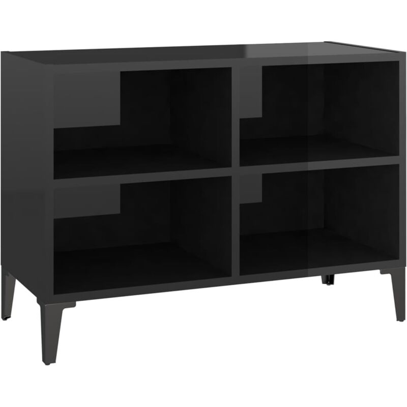 

Mueble de TV con patas de metal negro brillante 69,5x30x50 cm - Negro - Vidaxl