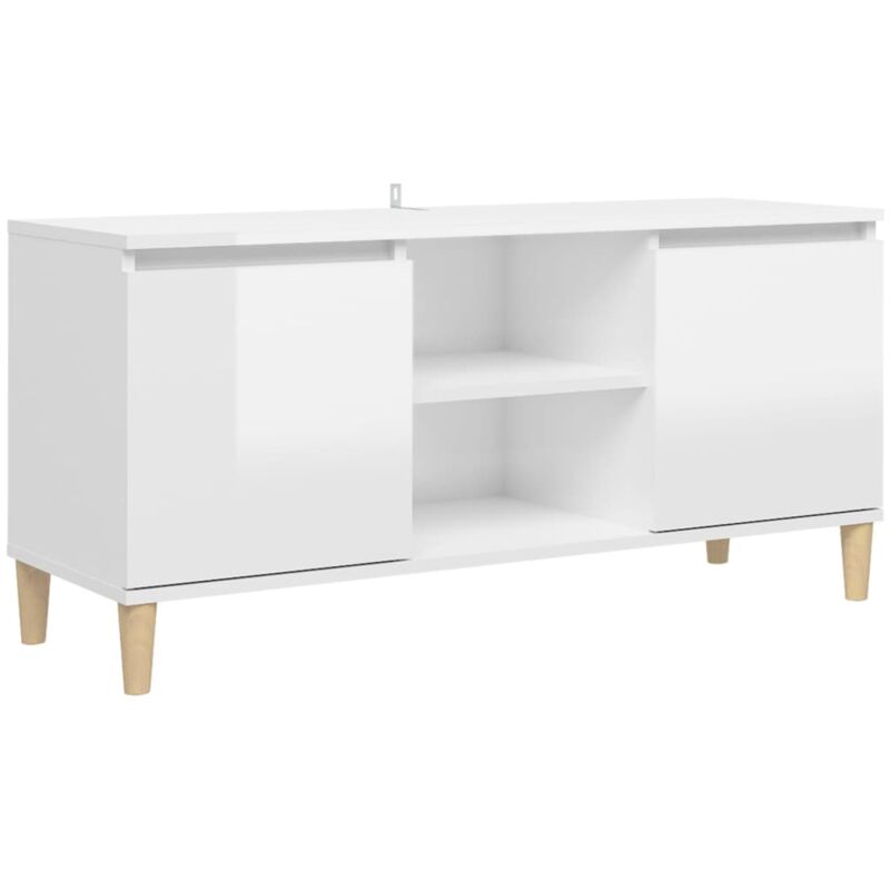 

Mueble de TV con patas madera blanco brillante 103,5x35x50 cm - Blanco - Vidaxl
