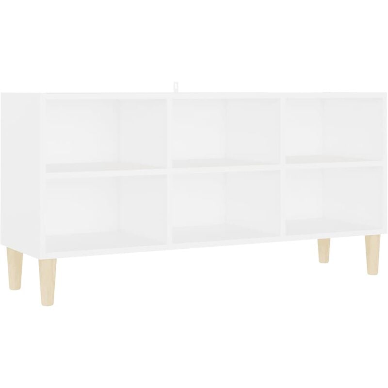 

vidaXL Mueble de TV con patas madera maciza blanco 103,5x30x50 cm - Blanco