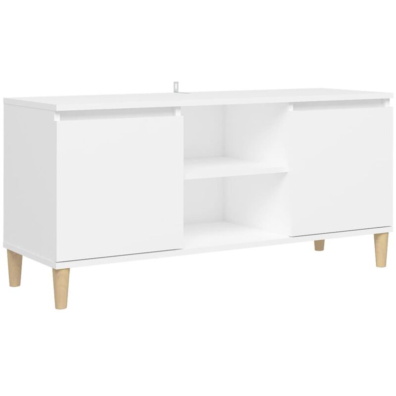 

vidaXL Mueble de TV con patas madera maciza blanco 103,5x35x50 cm - Blanco