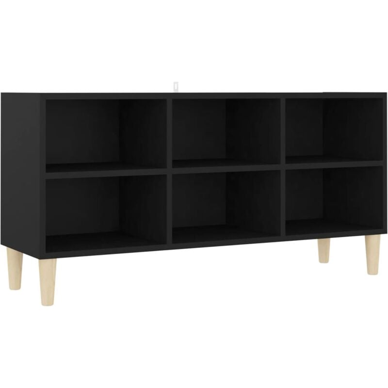 

vidaXL Mueble de TV con patas madera maciza negro 103,5x30x50 cm - Negro