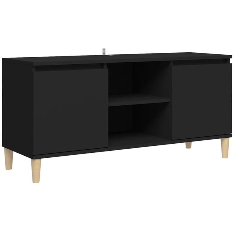 

Mueble de TV con patas madera maciza negro 103,5x35x50 cm - Negro - Vidaxl
