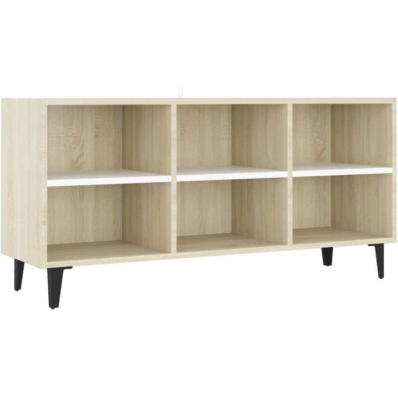 

Vidaxl - Mueble de TV con patas metal blanco roble sonoma 103,5x30x50 cm - Blanco