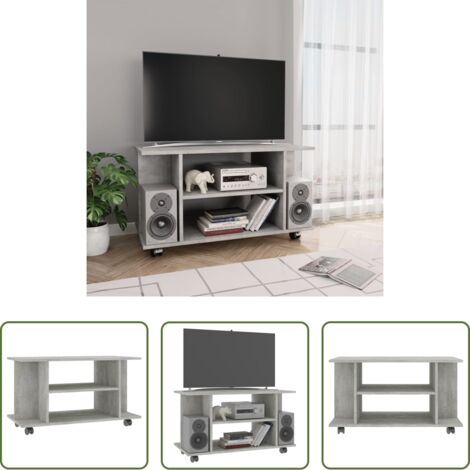 vidaXL Mueble de TV con ruedas -  Mueble de TV ruedas madera ingeniería gris hormigón 80x40x45 cm