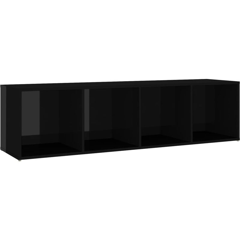 

Mueble de TV de aglomerado negro brillante 142,5x35x36,5 cm - Negro - Vidaxl