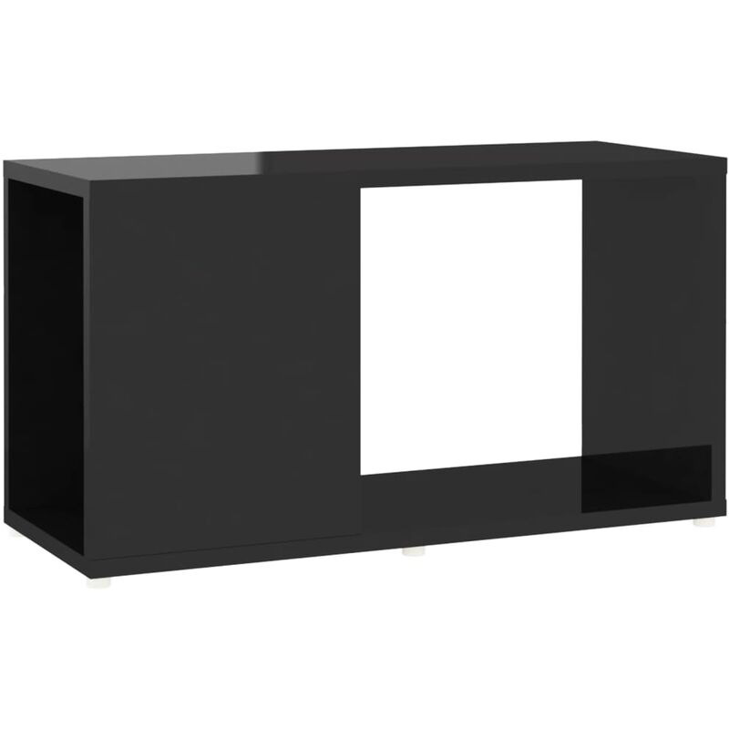

Mueble de TV de aglomerado negro brillante 60x24x32 cm - Negro - Vidaxl