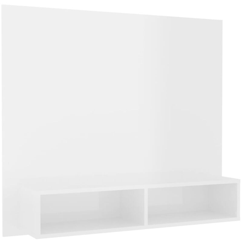 

vidaXL Mueble de TV de pared aglomerado blanco brillante 102x23,5x90cm - Blanco