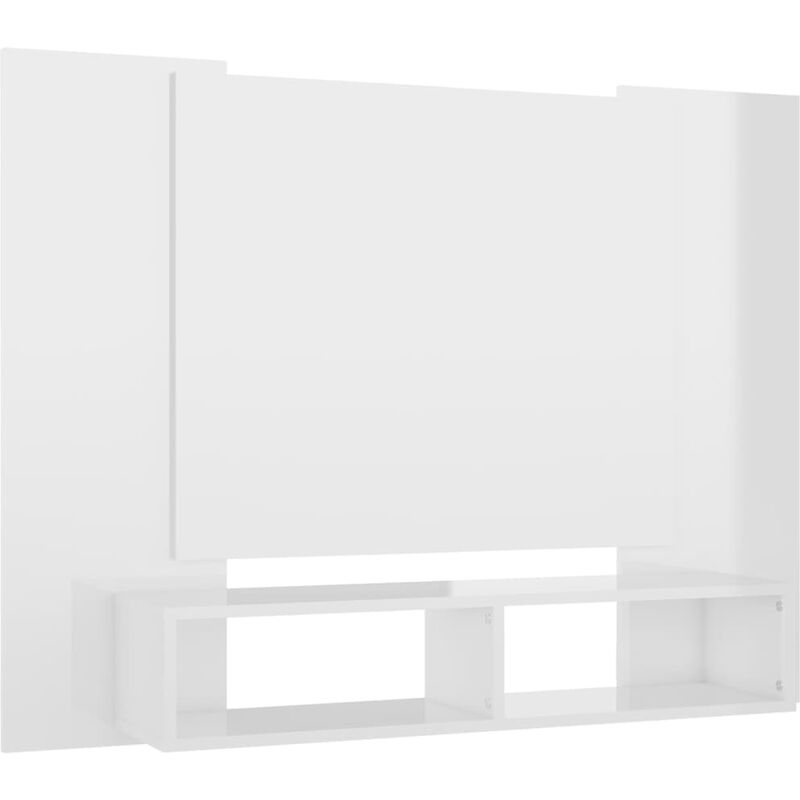 

vidaXL Mueble de TV de pared aglomerado blanco brillante 120x23,5x90cm - Blanco