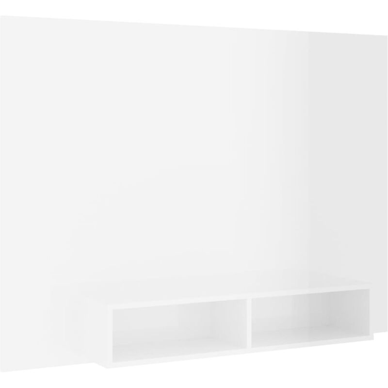 

vidaXL Mueble de TV de pared aglomerado blanco brillo 135x23,5x90 cm - Blanco