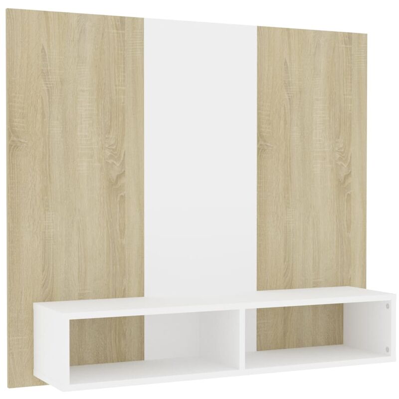 

vidaXL Mueble de TV de pared aglomerado blanco y roble 102x23,5x90 cm - Blanco