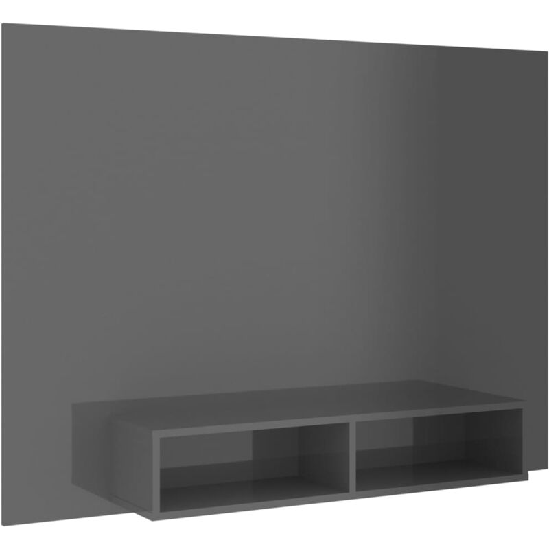

vidaXL Mueble de TV de pared aglomerado gris brillante 135x23,5x90 cm - Gris
