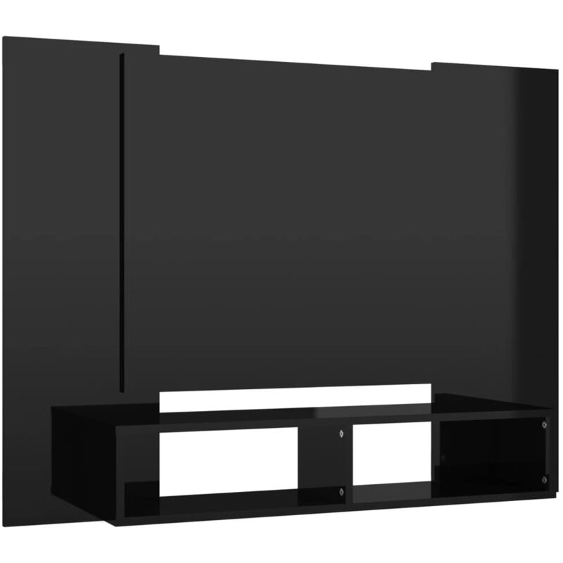 

Mueble de TV de pared aglomerado negro brillante 120x23,5x90 cm - Negro - Vidaxl