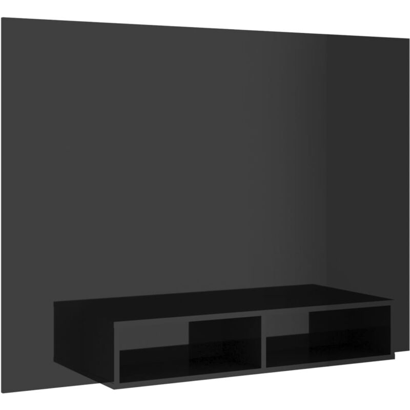 

Mueble de TV de pared aglomerado negro brillo 135x23,5x90 cm - Negro - Vidaxl