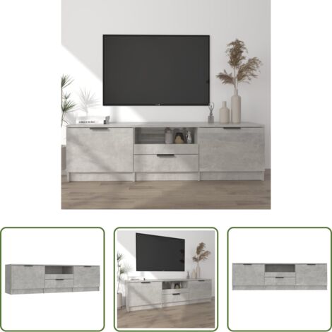 vidaXL Mueble de TV gris hormigón -  Mueble de TV madera contrachapada gris hormigón 140x35x40 cm