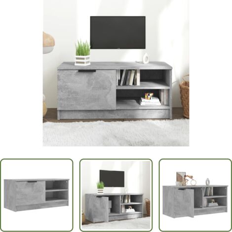 vidaXL Mueble de TV gris hormigón -  Mueble de TV madera contrachapada gris hormigón 80x35x36,5 cm