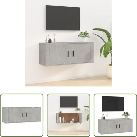 vidaXL Mueble de TV gris hormigón -  Mueble para TV de pared gris hormigón 100x34,5x40 cm