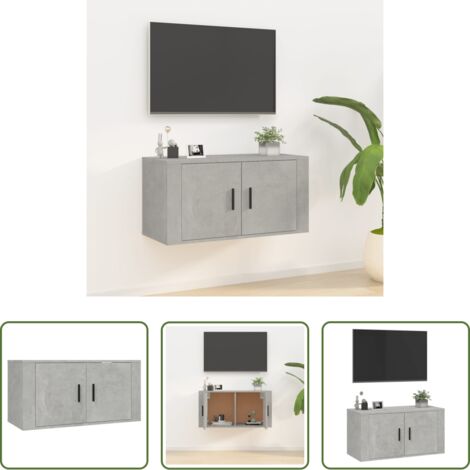 vidaXL Mueble de TV gris hormigón -  Mueble para TV de pared gris hormigón 80x34,5x40 cm