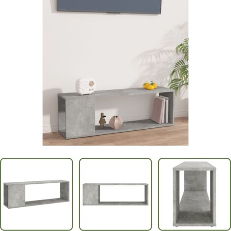 vidaXL Mueble de TV gris hormigón -  Mueble para TV madera contrachapada gris hormigón 100x24x32 cm