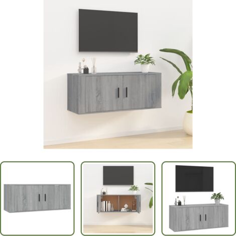 vidaXL Mueble de TV gris -  Mueble para TV de pared gris Sonoma 100x34,5x40 cm