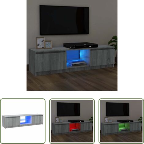 vidaXL Mueble de TV gris Sonoma -  Mueble de TV con luces LED gris Sonoma 120x30x36 cm