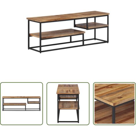 vidaXL Mueble de tv macizo -  Mueble de TV teca maciza reciclada 110x30x39 cm