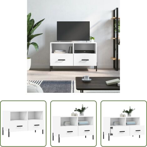 vidaXL Mueble de TV -  Mueble para TV madera contrachapada blanco 80x36x50 cm
