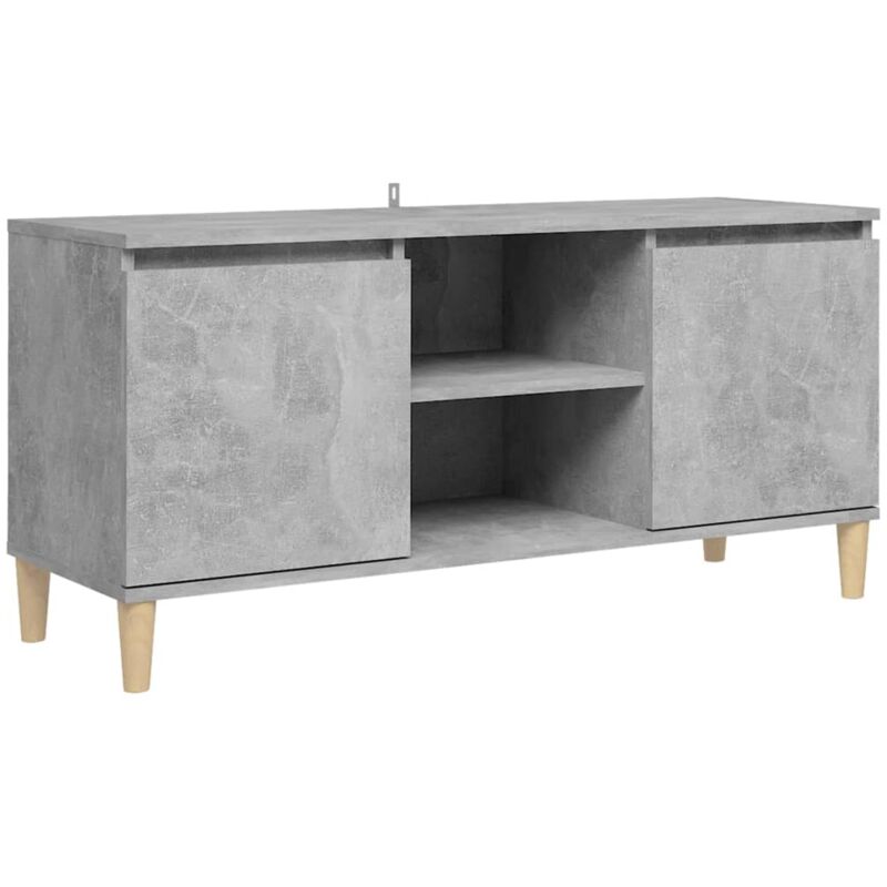 

Mueble de TV patas madera maciza gris hormigón 103,5x35x50 cm - Gris - Vidaxl