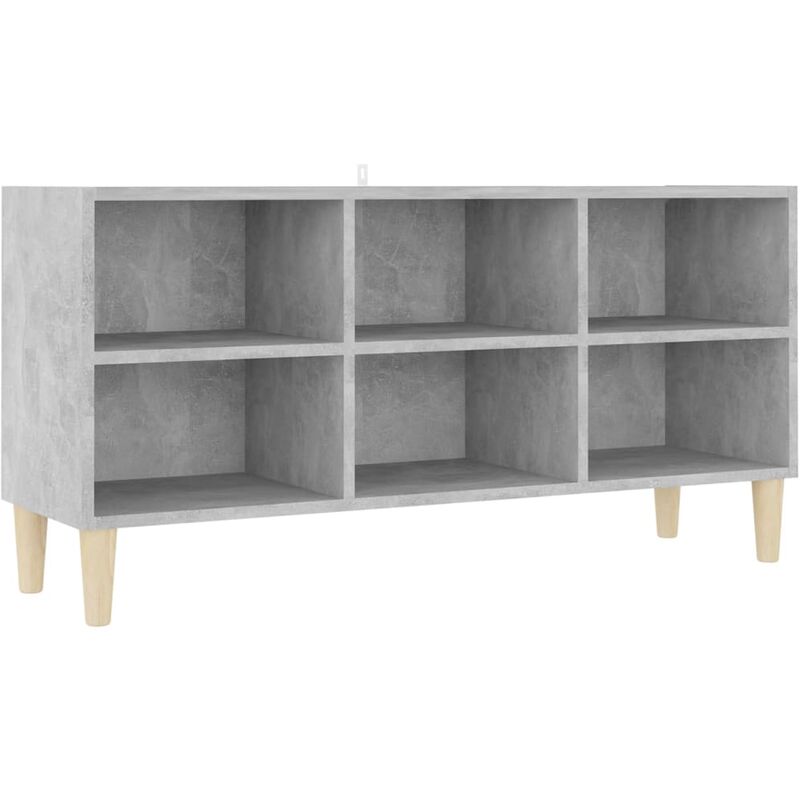 

vidaXL Mueble de TV patas madera maciza gris hormigón 103,5x30x50 cm - Gris