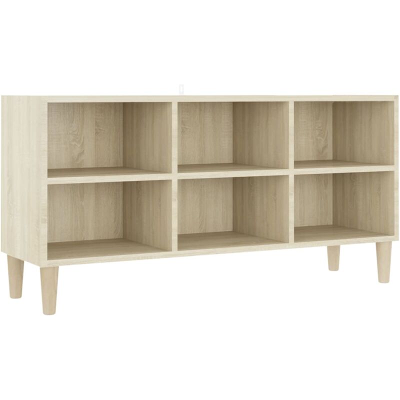 

Mueble de TV patas madera maciza roble sonoma 103,5x30x50 cm - Marrón - Vidaxl